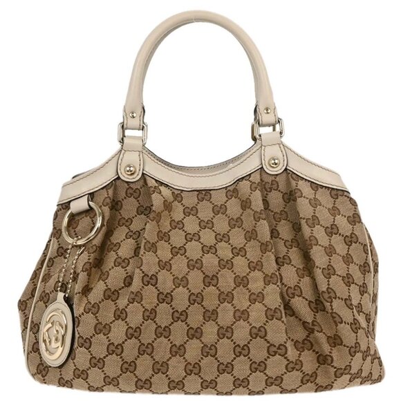 Gucci Beige Canvas GG Sukey Tote Handbag 211944 - Picture 1 of 10